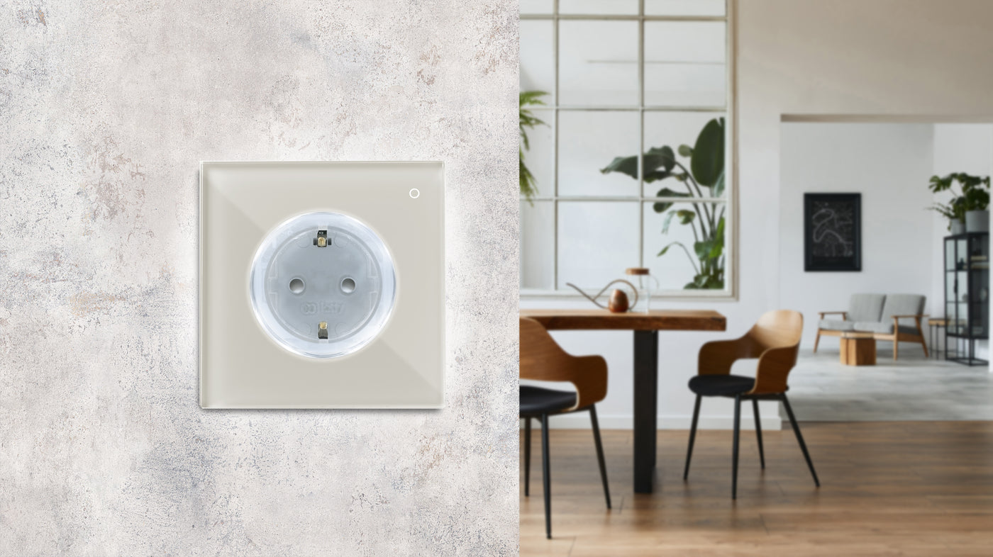 Tomada de parede schuko 16A cor branca, retroiluminação regulável, ideal para aparelhos de cozinha