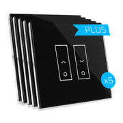 Kit de 5 E2S PLUS Interruptor inteligente Wifi para toldos e persianas - Com retroiluminação regulável e disponível em 5 cores diferentes, em vidro táctil temperado de alta qualidade com contador de consumo eléctrico
