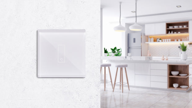 Kit de interruptores tácteis E1 PLUS - placa de vidro temperado branco, retroiluminado